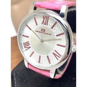 Oceanaut Women's Watch OC7210 Quartz Silver Dial Pink Leather Band 40mm